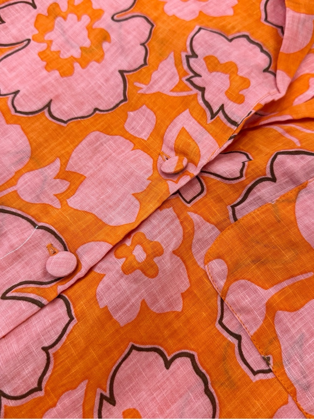 Faithfull the Brand Orange and Pink Floral Button-Down Shirt - Picture 7 of 7